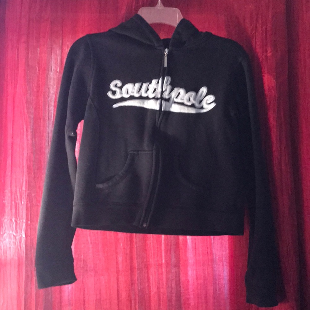 South Pole black hoodie with blue insignia